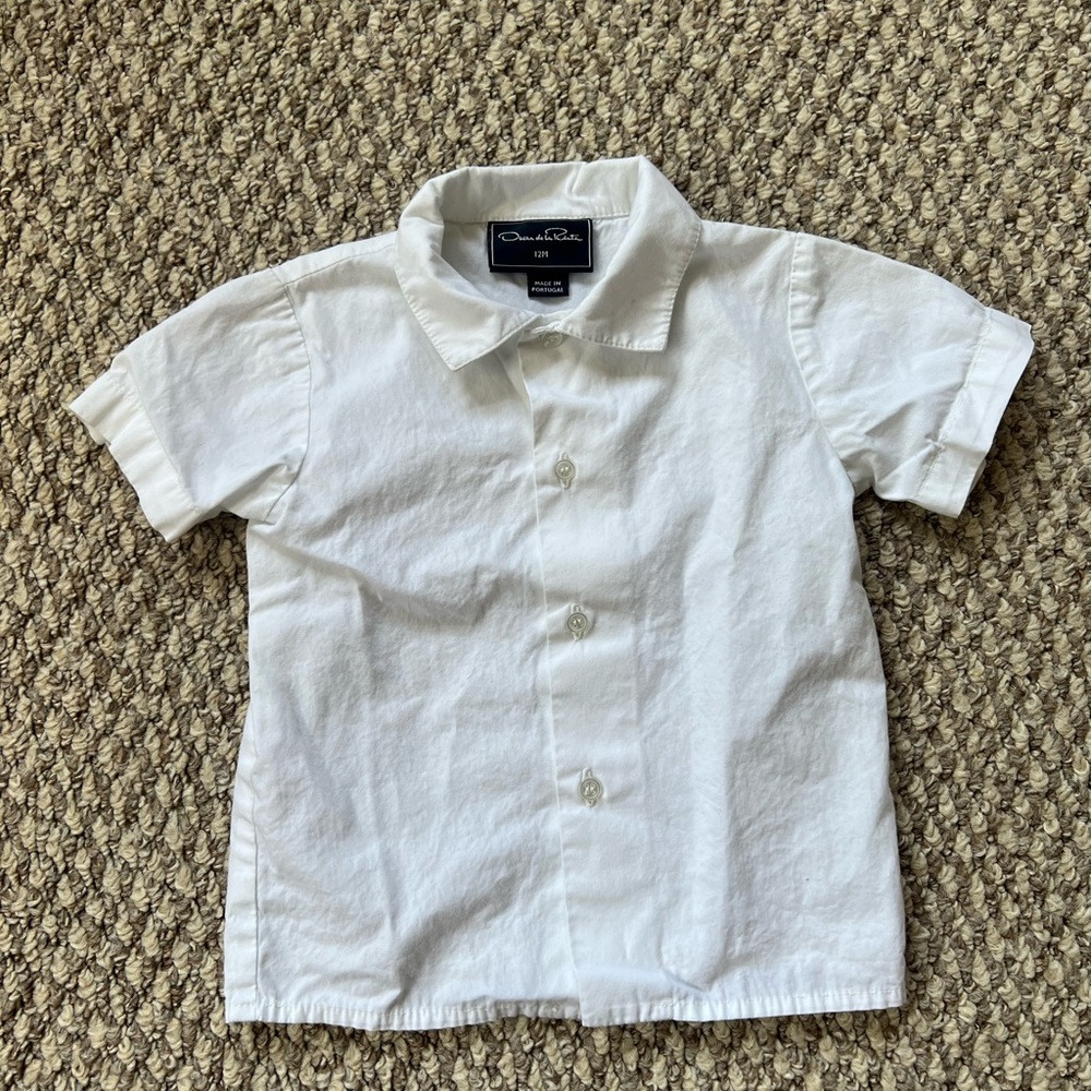 Oscar de la Renta Baby Toddler Button Down Short Sleeve Cotton Collared …